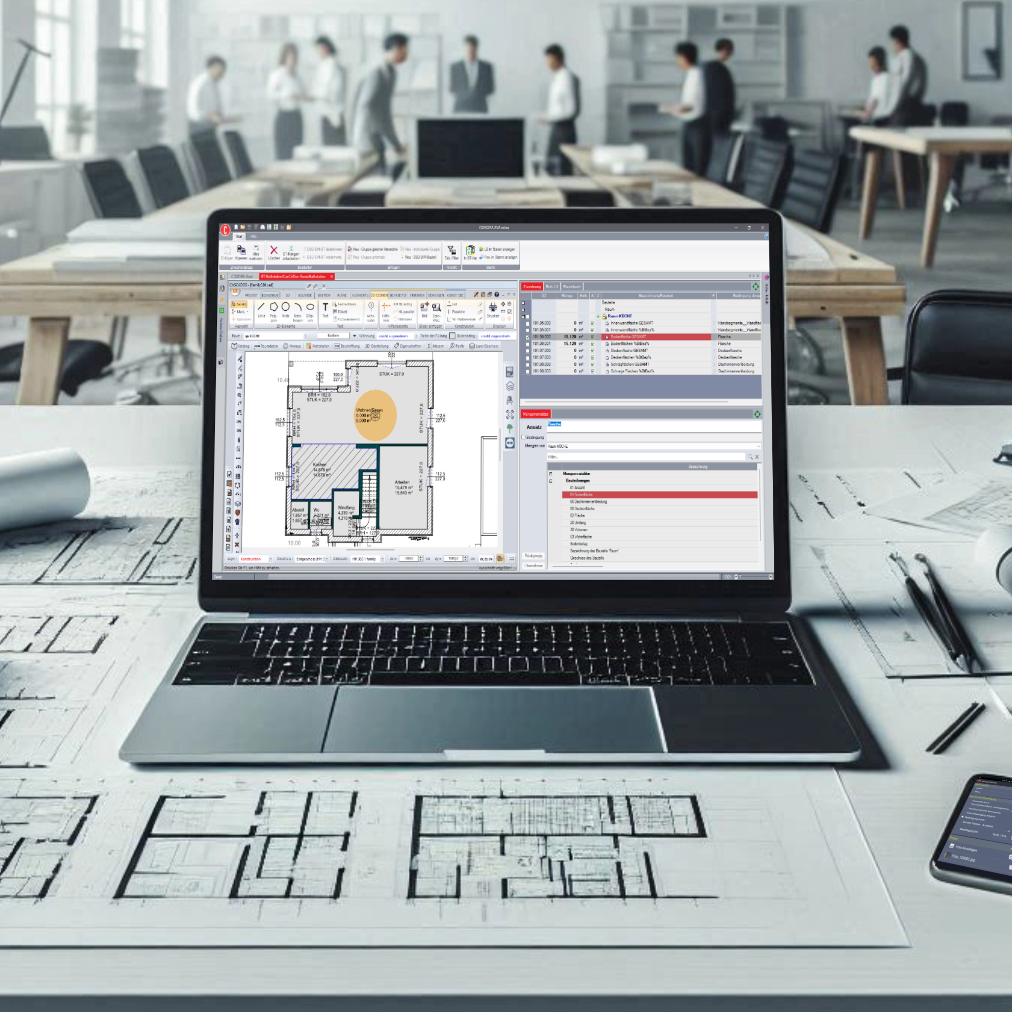 Mit AVA.relax und CasCADos Bauteilkalkulation erstellen Sie schnell Ihre CAD Zeichnung und Zuordnungen von Bauteilen